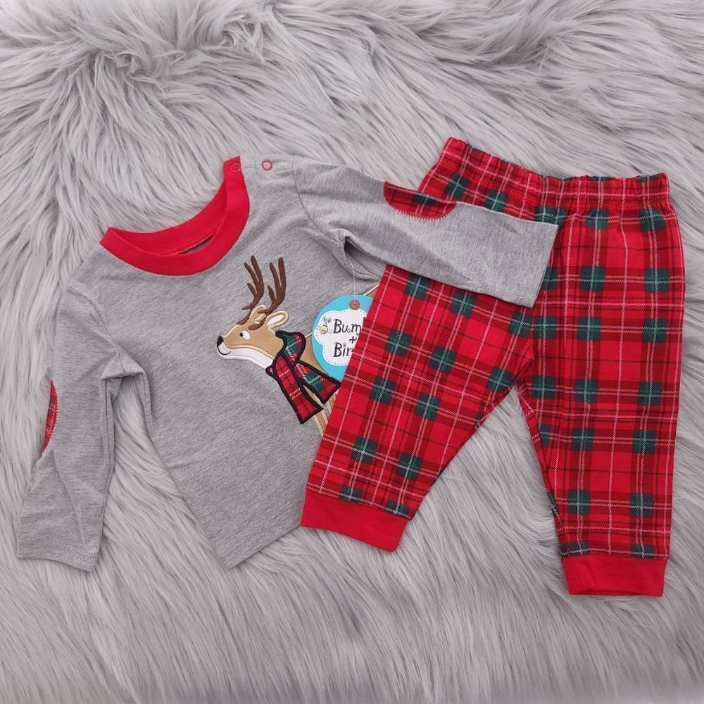 Bumble and Birdie Baby Size 3 Months 2 Piece Set Christmas Reindeer